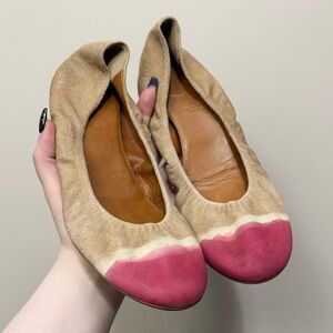 Anthropologie Leifnotes Taika pink/beige watercolour dip dyed ballet flats